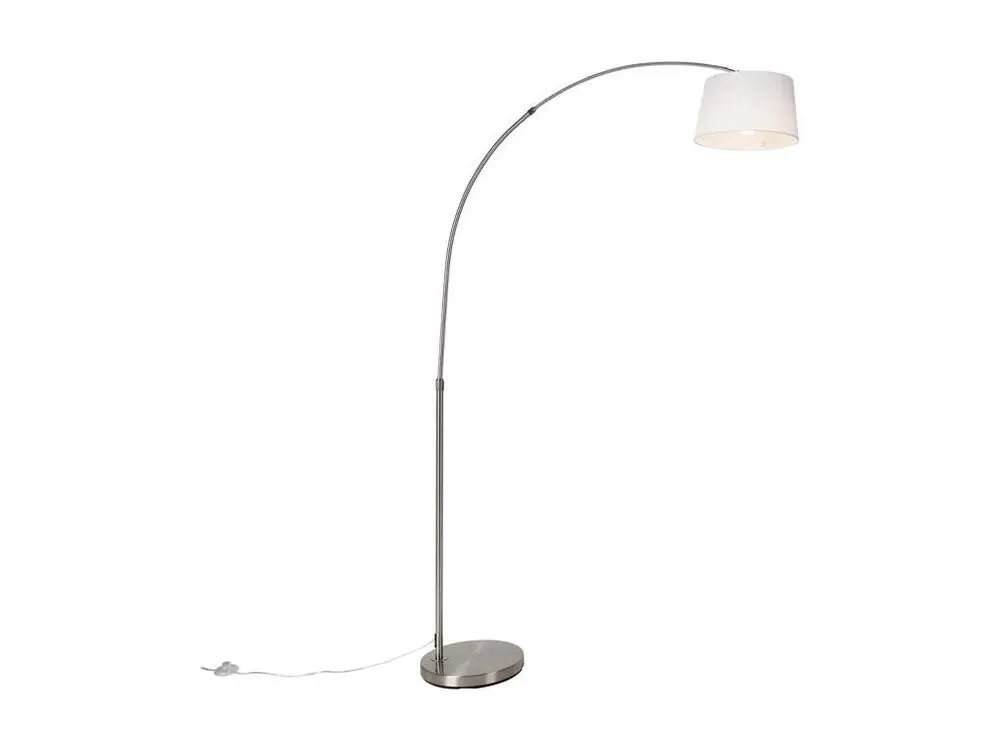 Lampe à arc intelligente en acier avec abat-jour en tissu blanc, y compris Wifi A60 - Arc De base