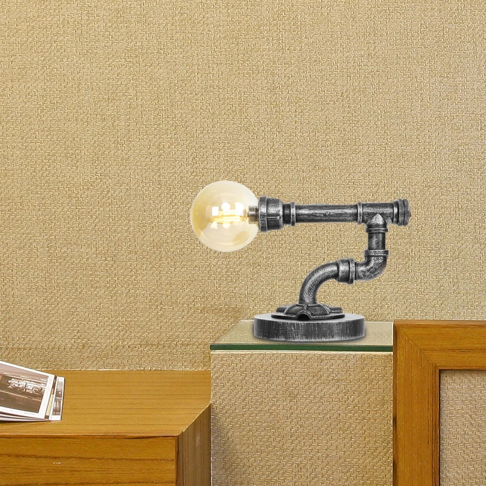 Lampe de lecture industrielle à abat-jour Globe à lumière distinctif, argent Antique, verre clair/ambre, éclairage de trav...