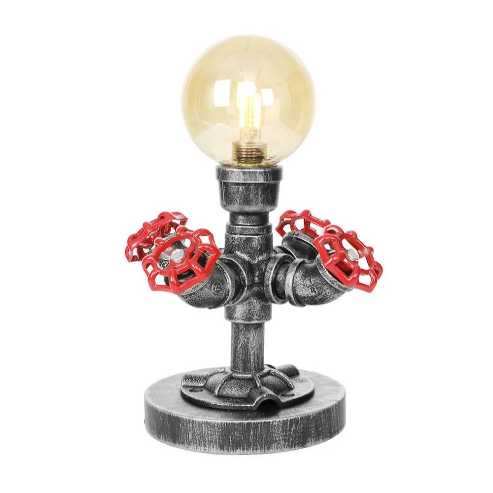 Lampe de lecture industrielle à abat-jour Globe à lumière distinctif, argent Antique, verre clair/ambre, éclairage de trav...
