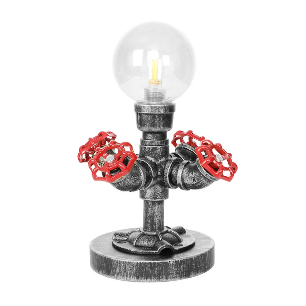 Lampe de lecture industrielle à abat-jour Globe à lumière distinctif, argent Antique, verre clair/ambre, éclairage de trav...