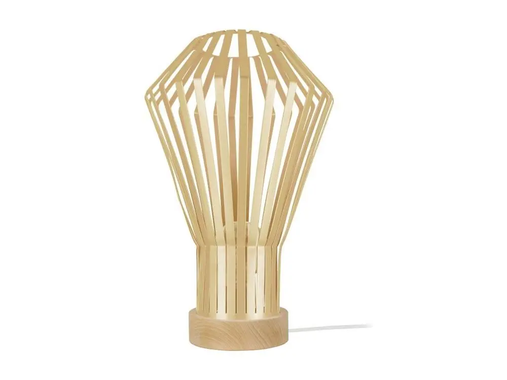 Lampe poser bois, conique métal doré 43 cm. (Certifié CE)