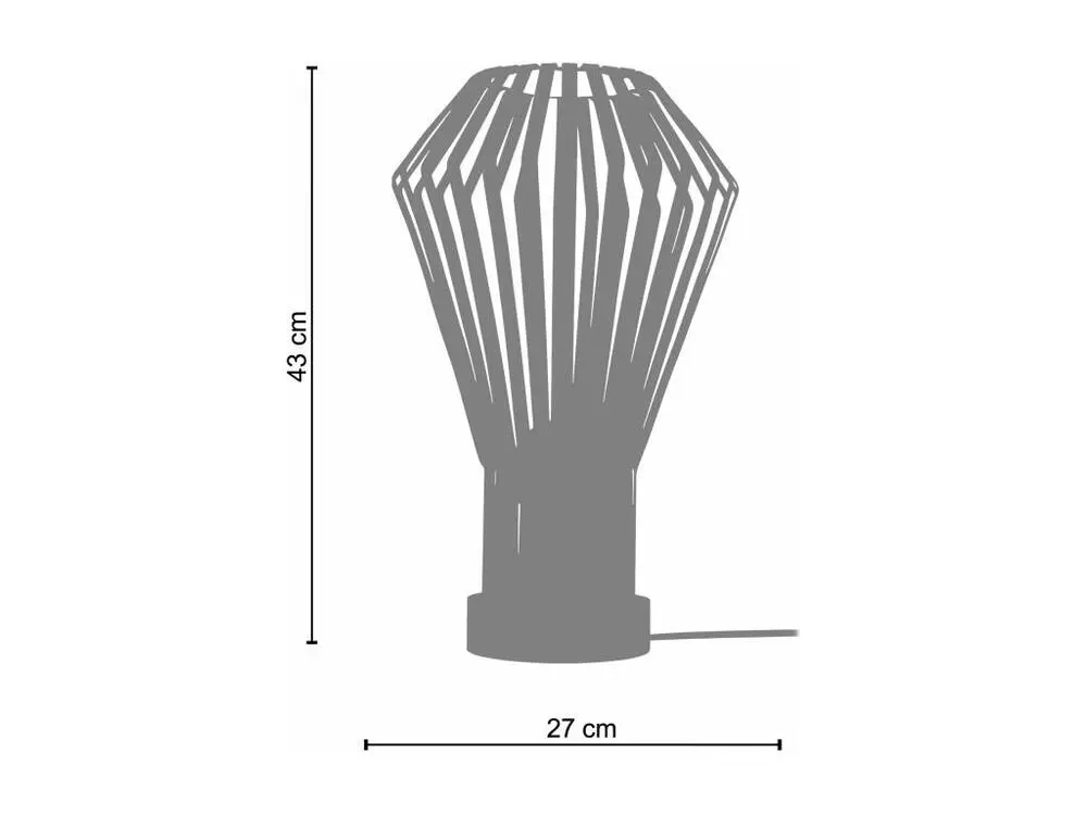 Lampe poser bois, conique métal doré 43 cm. (Certifié CE)
