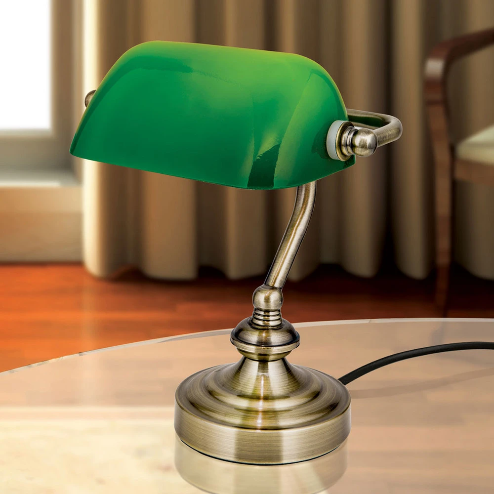 Lampe à poser Lampe à poser Zora avec abat-jour en verre vert