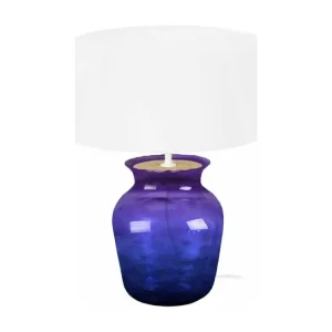Lampe poser vase verre violet,naturel 45 cm. avec Abat-Jour Inclus