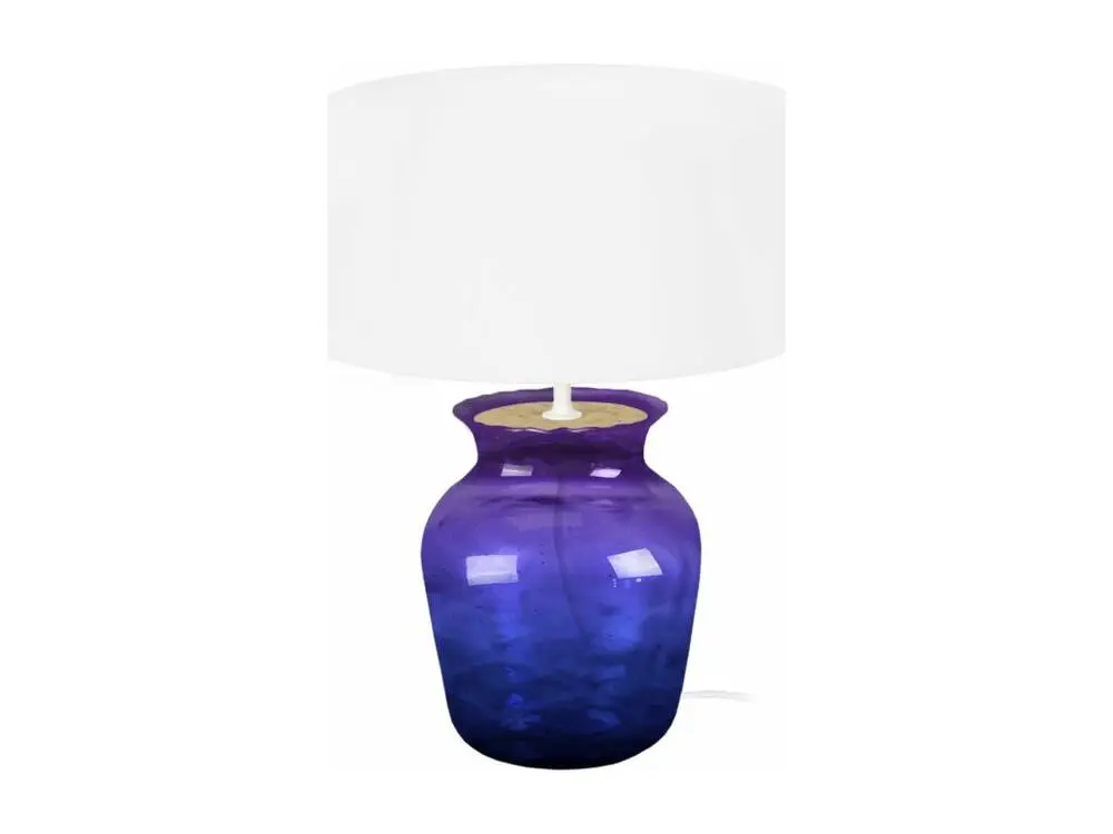 Lampe poser vase verre violet,naturel 45 cm. avec Abat-Jour Inclus