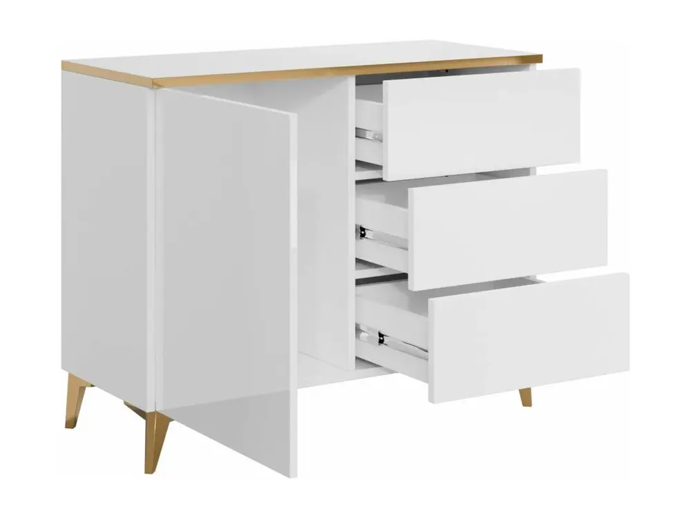 Suspension à trois bras Kombikommode - 100x40x85 cm - Beige / Beige Hochglanz + Ton or - Aurora 1D3S