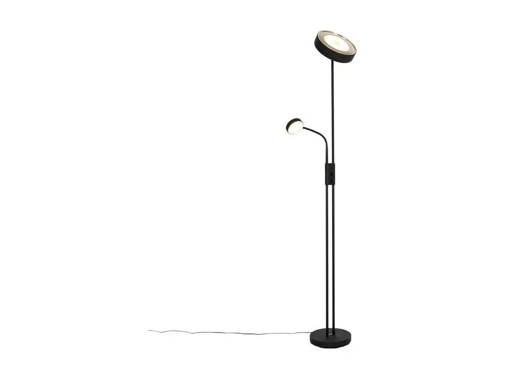 Applique design Lampadaire noir avec LED et variateur avec lampe de lecture - Kelso