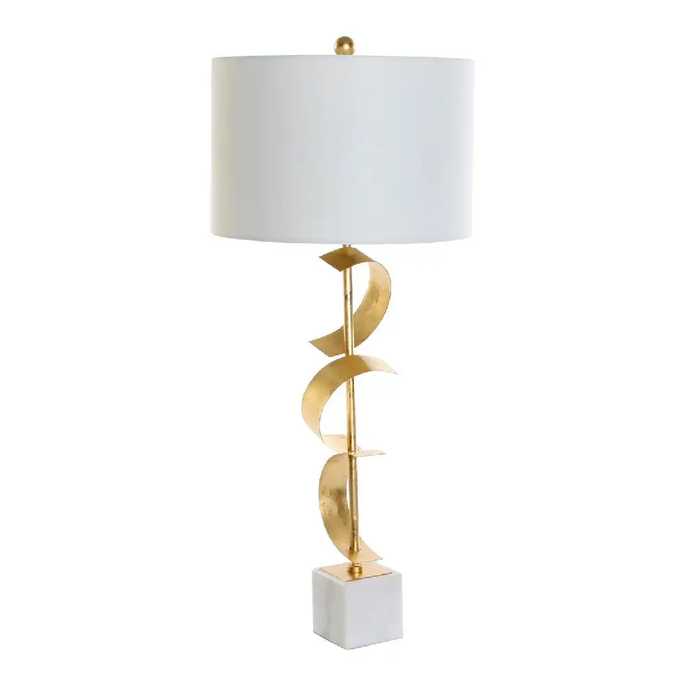 Desk Lamp DKD Home Decor White Coton bio Metal Marble Golden (38 x 38 x 9