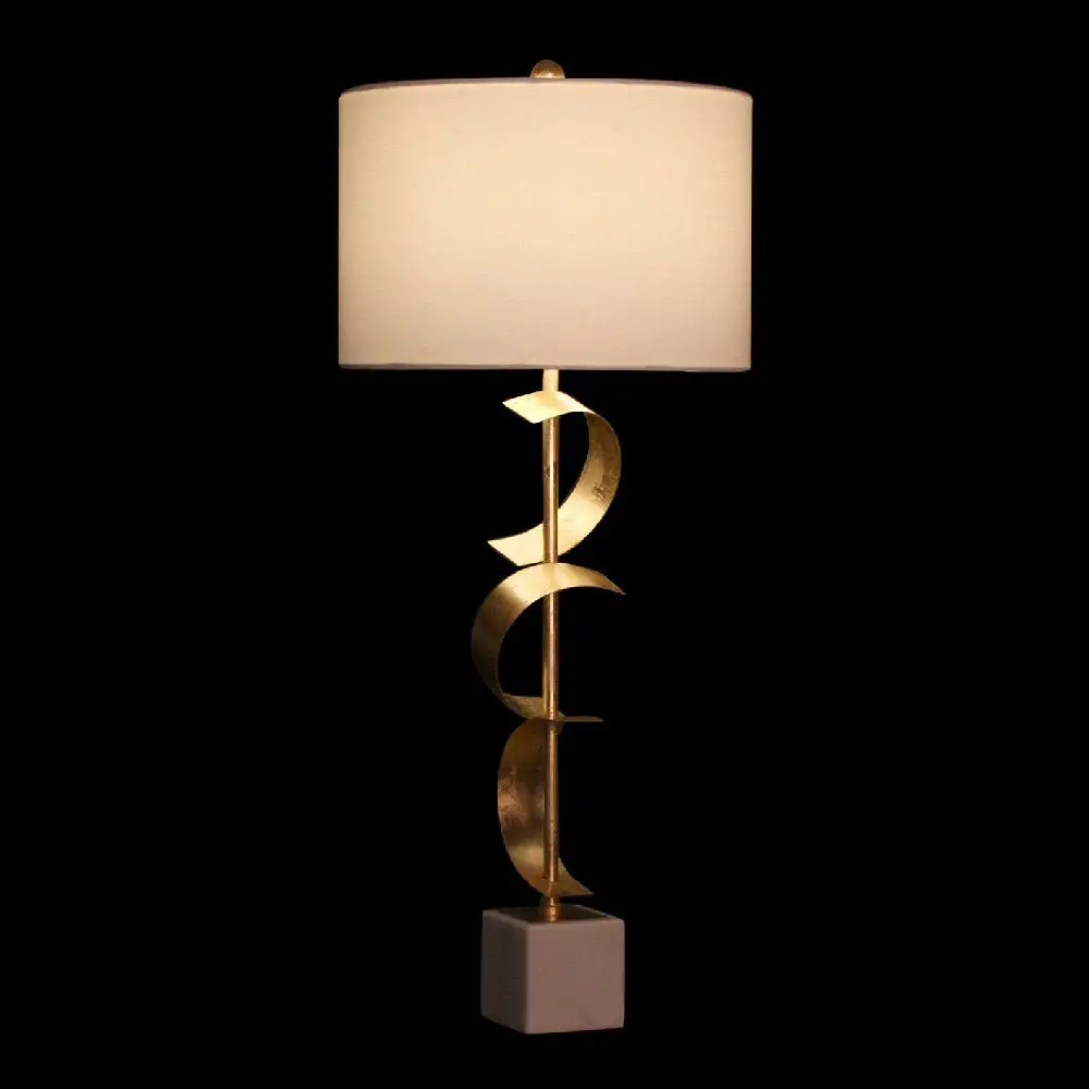 Desk Lamp DKD Home Decor White Coton bio Metal Marble Golden (38 x 38 x 9