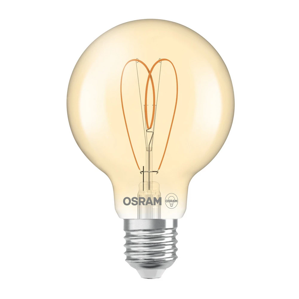 Lustre à cristaux OSRAM LED D'époque G80 E27 4,9W 922 Heart Filament gold à intensité variable