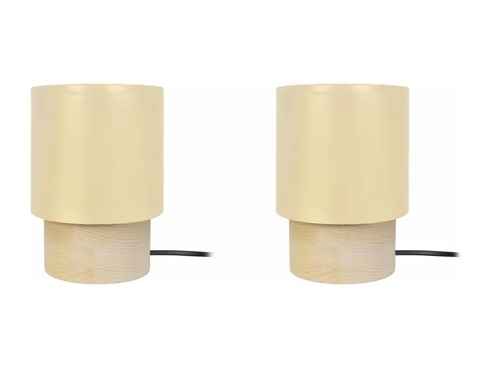 Lampe frontale LED Pair de Lampes de chevet, cylindre bois naturel 19,5 cm.