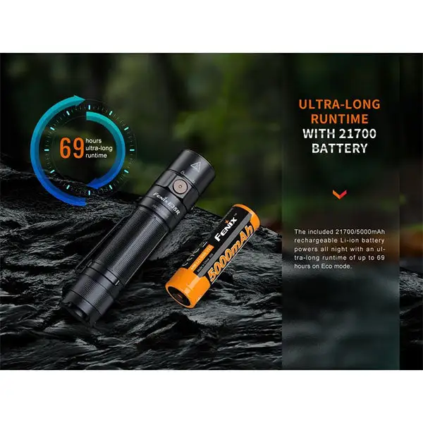 Lampe de poche tactique LED E35R, 3 100 LUMEN (batterie incluse) pour randonnée nocturne