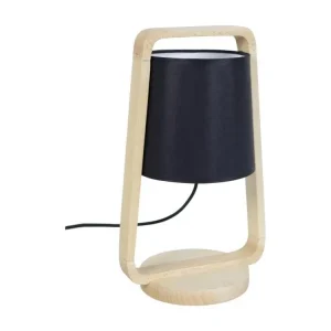 Lampe de chevet arqué bois naturel,noir 32,5 cm.