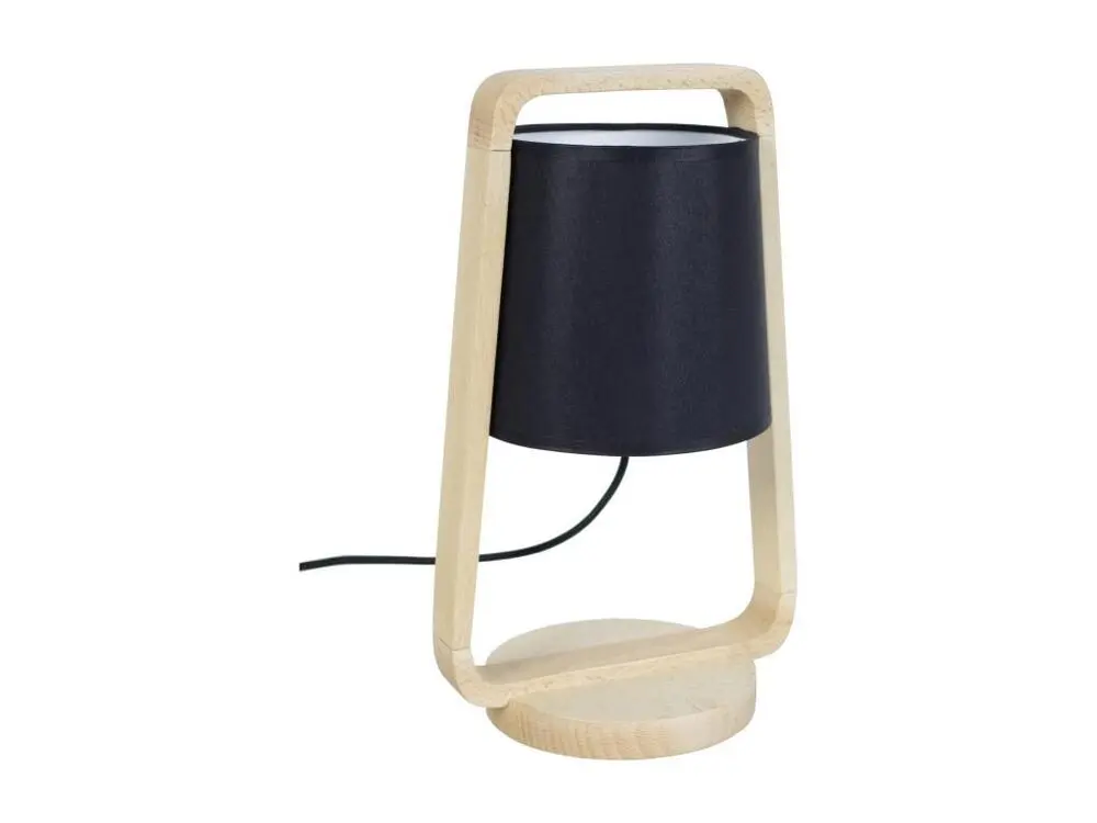 Lampe de chevet arqué bois naturel,noir 32,5 cm.