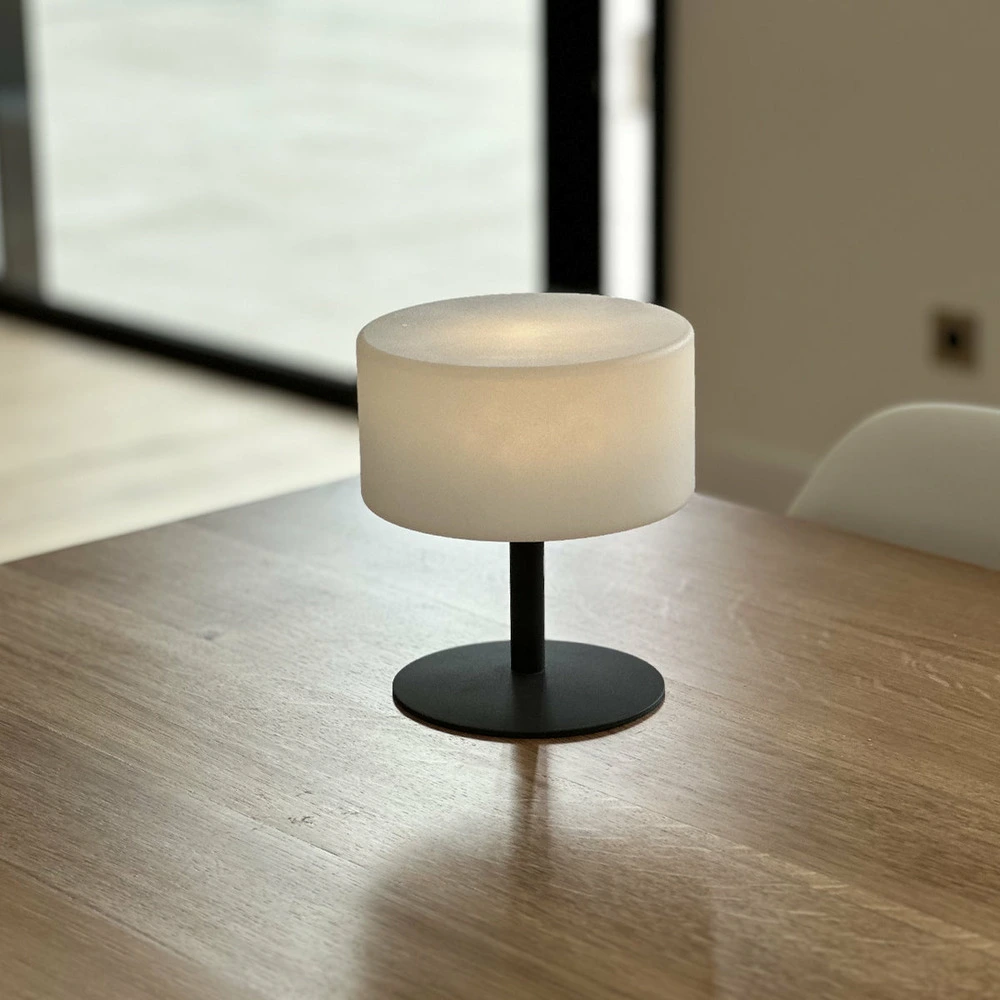 Bornes de jardin Lampe de table atlas rock noir polyéthylène h20cm