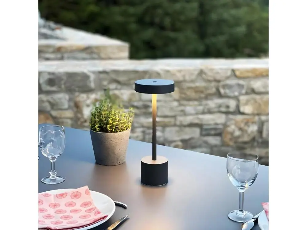 Haute Luminosité Lampe de table sans fil touch ROBY en aluminium H30cm