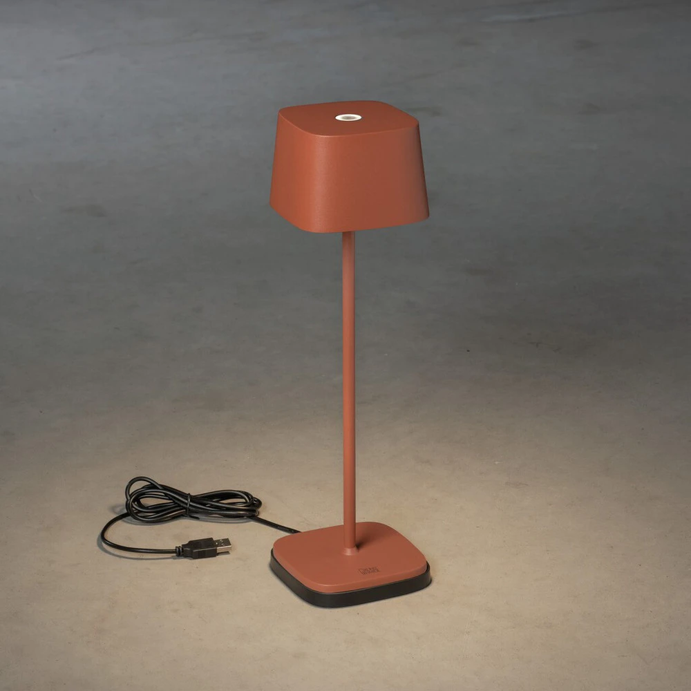 Lampe de table LED Capri extérieur, terracotta pour allée et terrasse