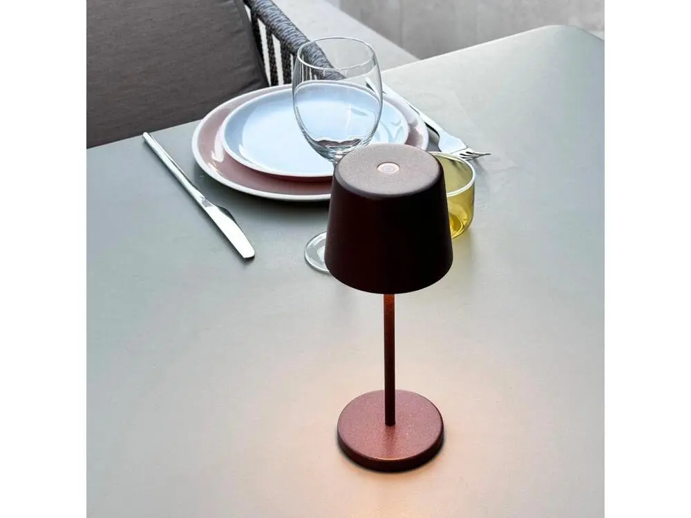 Lanterne murale Mini lampe de table KELLY RÉDUIT Marron aluminium H22cm