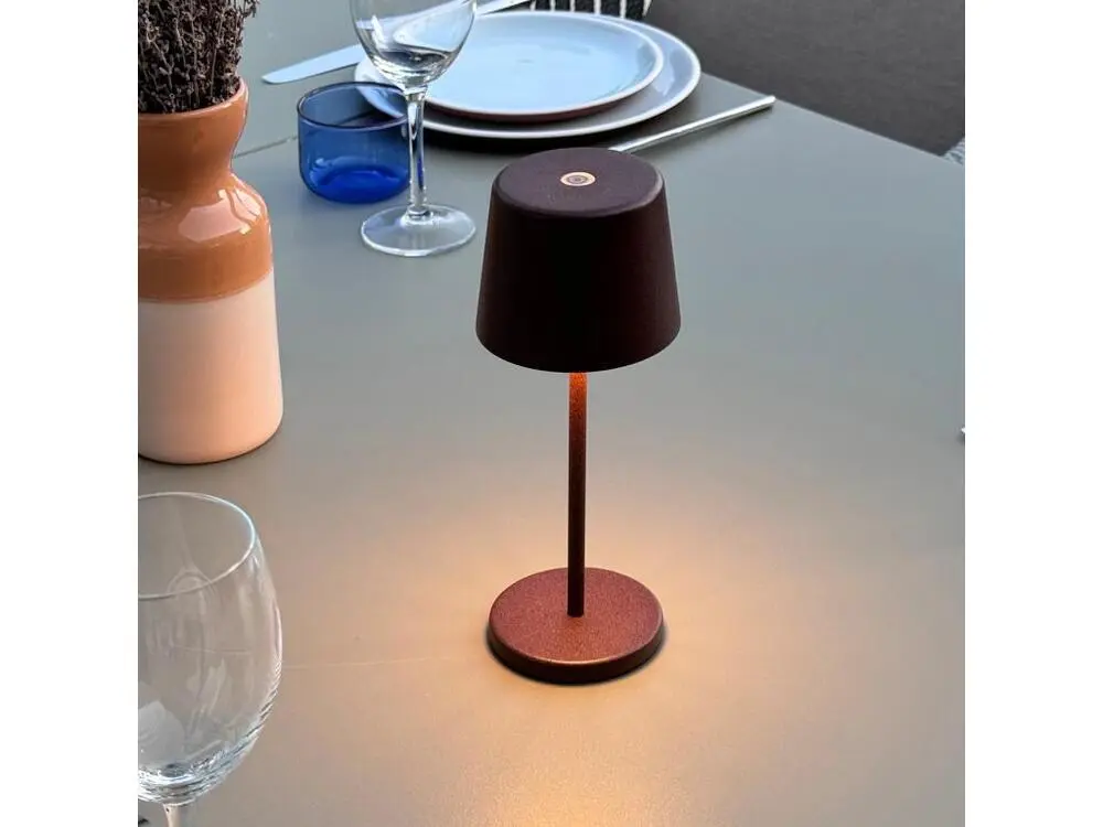 Lanterne murale Mini lampe de table KELLY RÉDUIT Marron aluminium H22cm