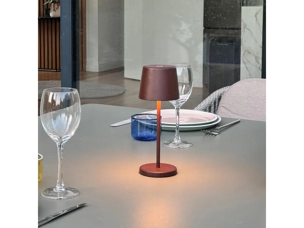 Lanterne murale Mini lampe de table KELLY RÉDUIT Marron aluminium H22cm