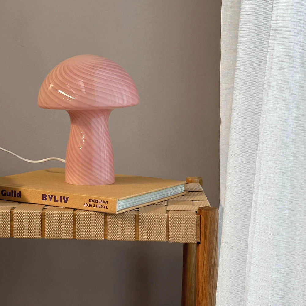 Abat-jour conique Dyberg Larsen lampe de table Mushroom, rose, hauteur 23 cm, verre