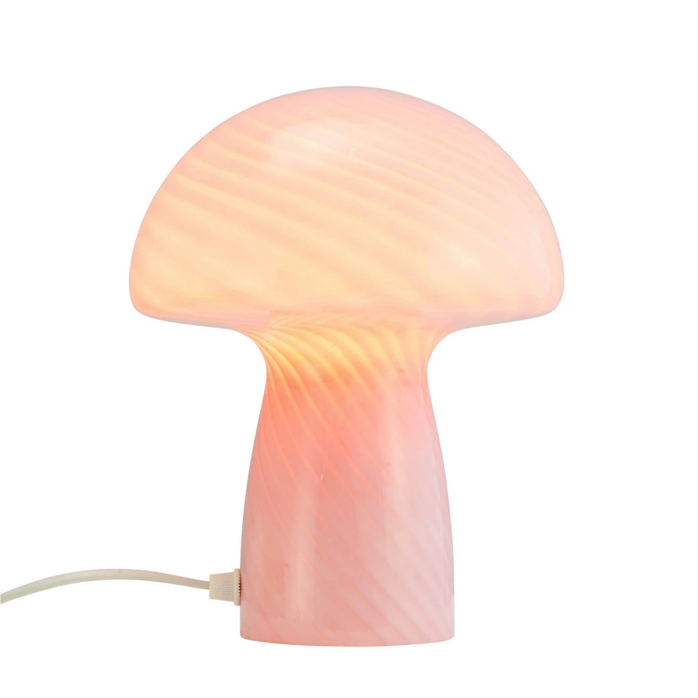 Abat-jour conique Dyberg Larsen lampe de table Mushroom, rose, hauteur 23 cm, verre