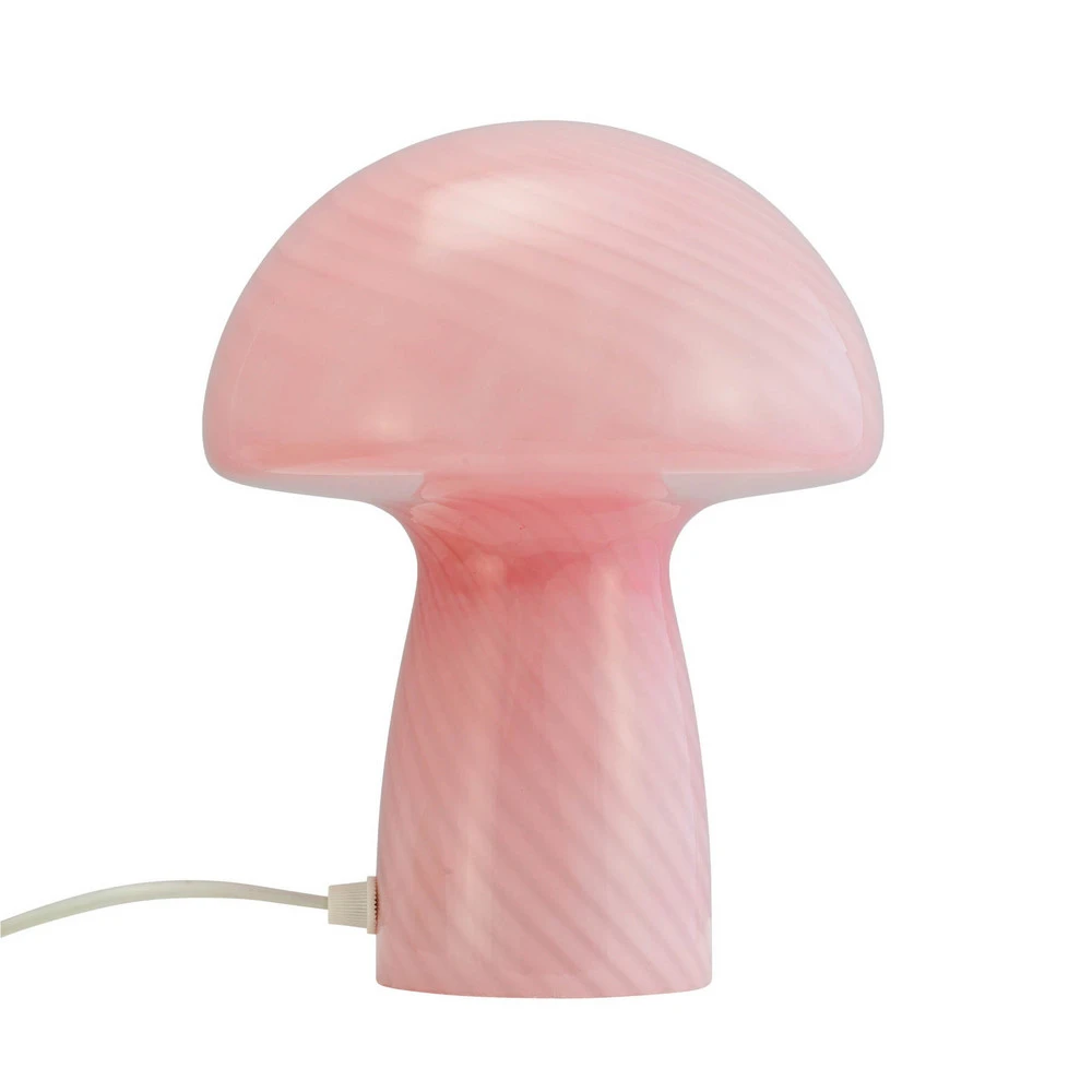 Abat-jour conique Dyberg Larsen lampe de table Mushroom, rose, hauteur 23 cm, verre