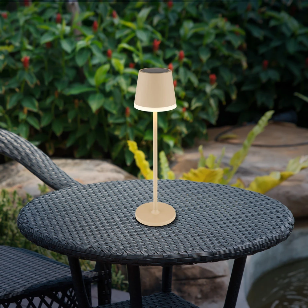 Abat-jour conique Lampe de table solaire 36637S, IP44, sable