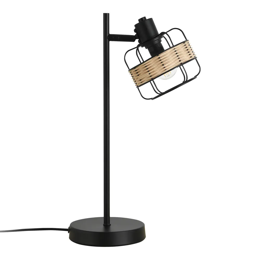 Abat-jour en tissu Lampe de table métal rotin 42 x 20 x 14 cm noir sable 03_0007402