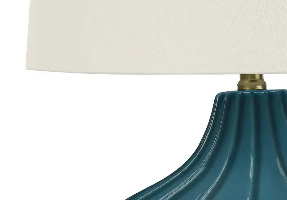 éClairage - Lampe De Table 24"H CéRamique Bleue / Abat-Jour Ivoire avec douille E27