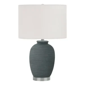éClairage - Lampe De Table 24"H CéRamique Bleue / Abat-Jour Ivoire avec douille E27