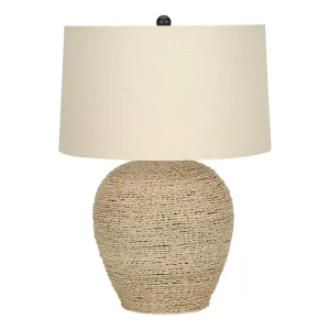 éClairage - Lampe De Table 25"H Rotin Beige / Abat-Jour Crème