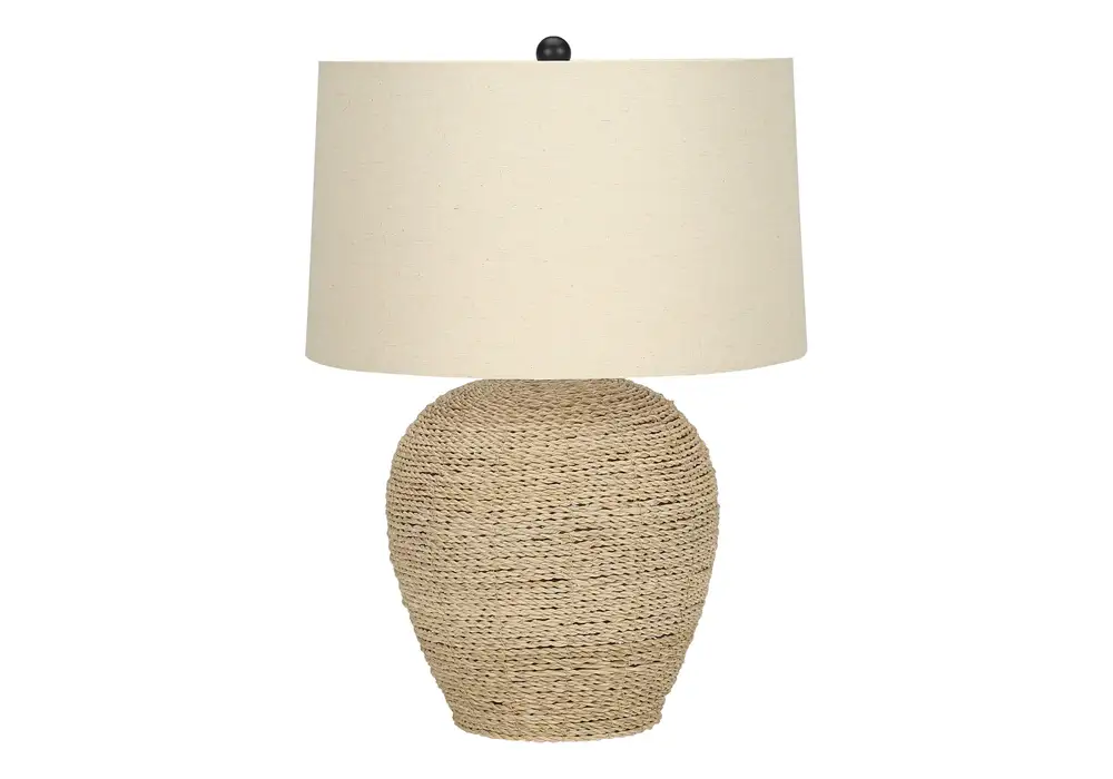 éClairage - Lampe De Table 25"H Rotin Beige / Abat-Jour Crème