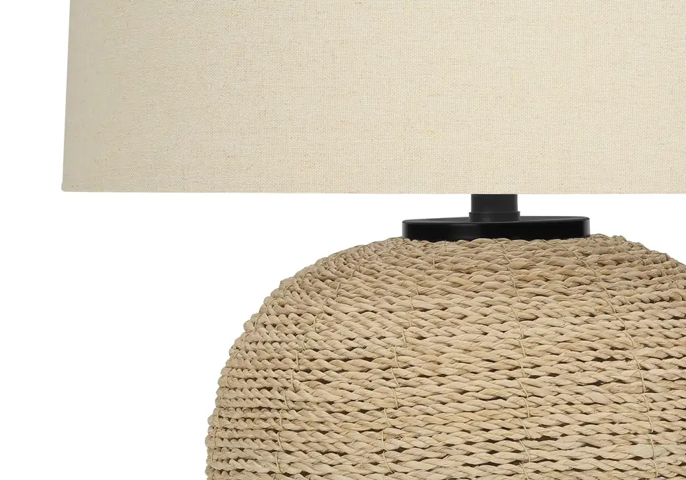 éClairage - Lampe De Table 25"H Rotin Beige / Abat-Jour Crème