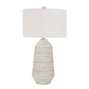 éClairage - Lampe De Table 33"H CéRamique CrèMe / Abat-Jour Ivoire avec variateur d'intensité