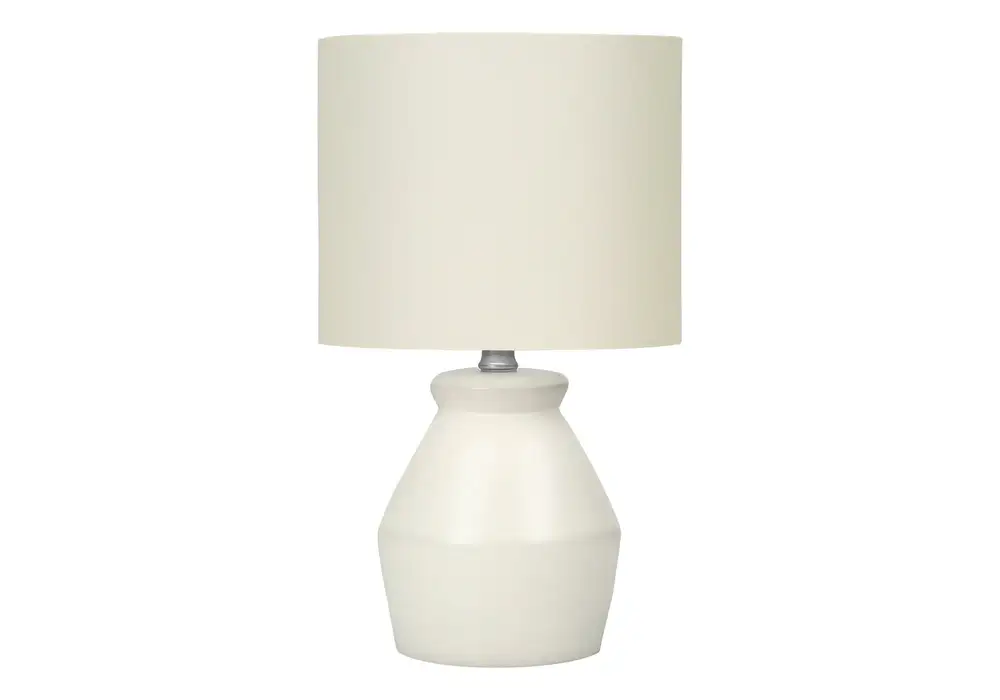 éClairage - Lampe De Table 17" H CéRamique CrèMe / Abat-Jour Ivoire en papier artisanal
