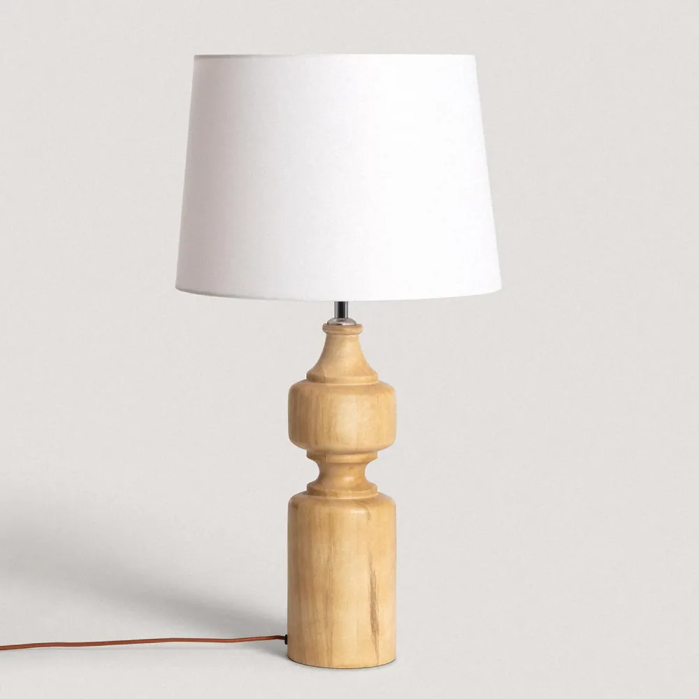Éclairage LED ILUZZIA avec base en bois Sansa, modèle de table. avec ampoule LED incluse