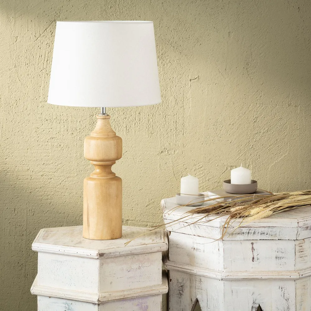 Éclairage LED ILUZZIA avec base en bois Sansa, modèle de table. avec ampoule LED incluse
