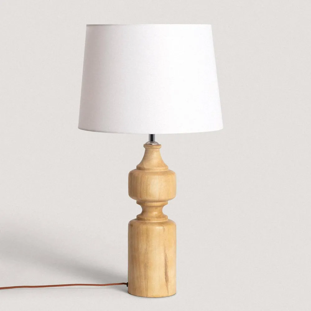 Éclairage LED ILUZZIA avec base en bois Sansa, modèle de table. avec ampoule LED incluse