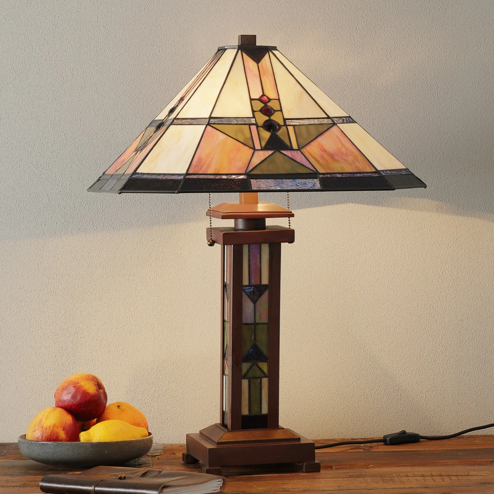 Design Contemporain Lampe à poser Leondra au style Tiffany