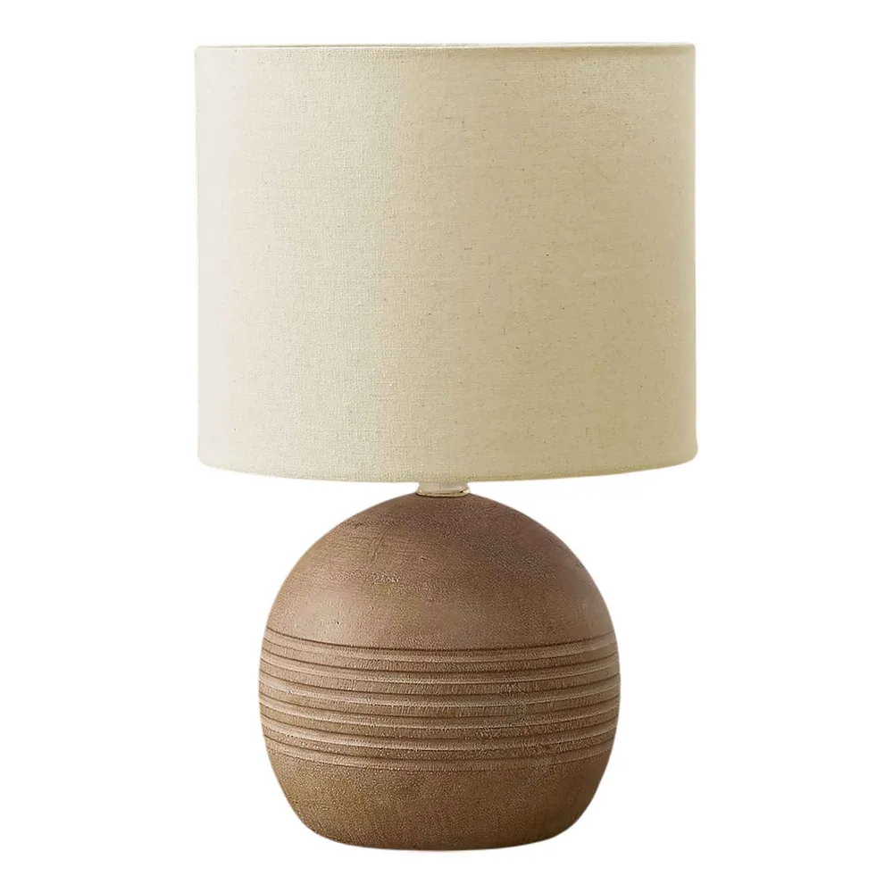 Haute Qualité Lampe de table en résine avec abat-jour, 15'' (brun et chamois