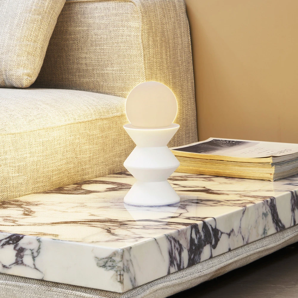 Haute Qualité Lindby lampe à poser Nielson, blanc, hauteur abat-jour 9 cm, plâtre