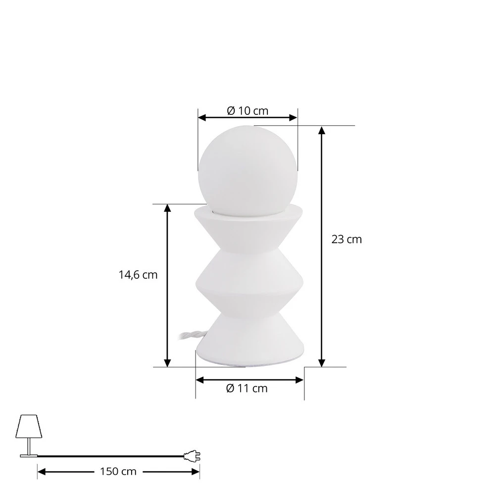 Haute Qualité Lindby lampe à poser Nielson, blanc, hauteur abat-jour 9 cm, plâtre