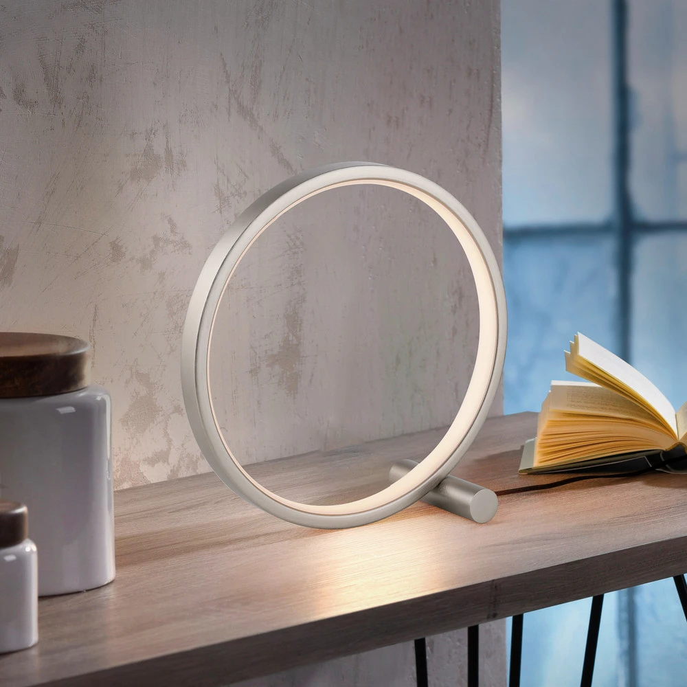 JUST LIGHT. Lampe de table LED Compact Ritus, Ø 25 cm, fer avec ampoule LED incluse