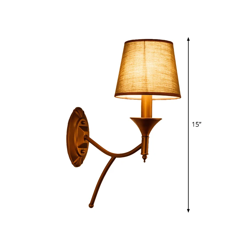 Lampe murale de chambre à coucher à 1/2 ampoules, éclairage de campagne vert armée avec abat-jour conique en tissu pour dé...