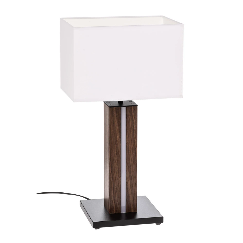 Lampe à poser Elegance, doux, placage noyer, blanc pour salon et chambre