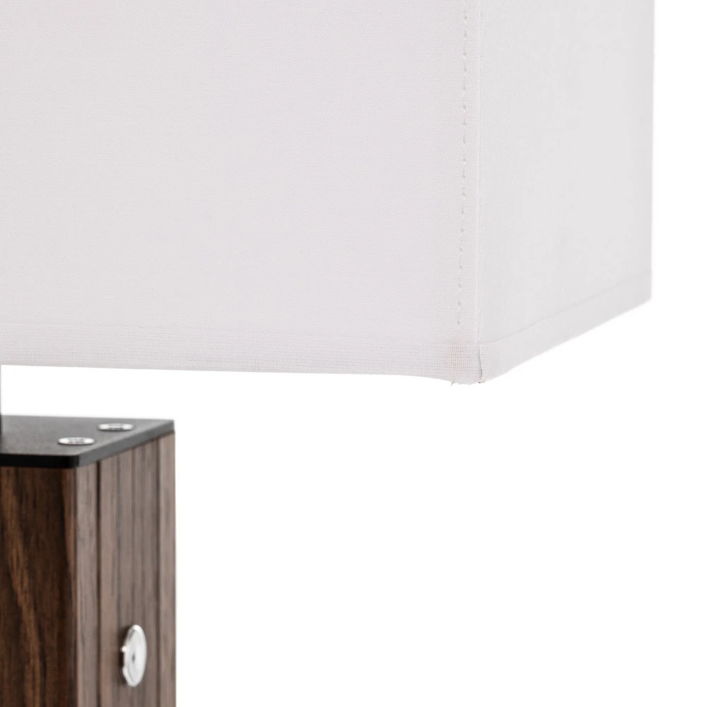 Lampe à poser Elegance, doux, placage noyer, blanc pour salon et chambre