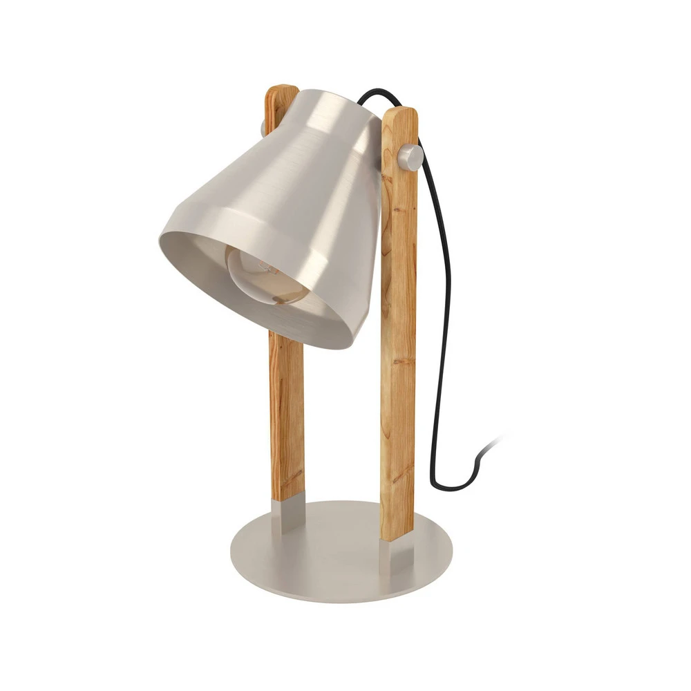 Lampe à poser Lampe de table Cawton, hauteur 38 cm, acier/brun, acier/bois