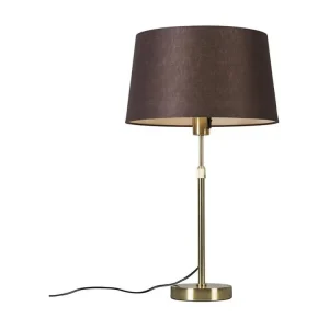 Lampe à poser Lampe de table or / laiton avec abat-jour marron 35 cm réglable - Parte