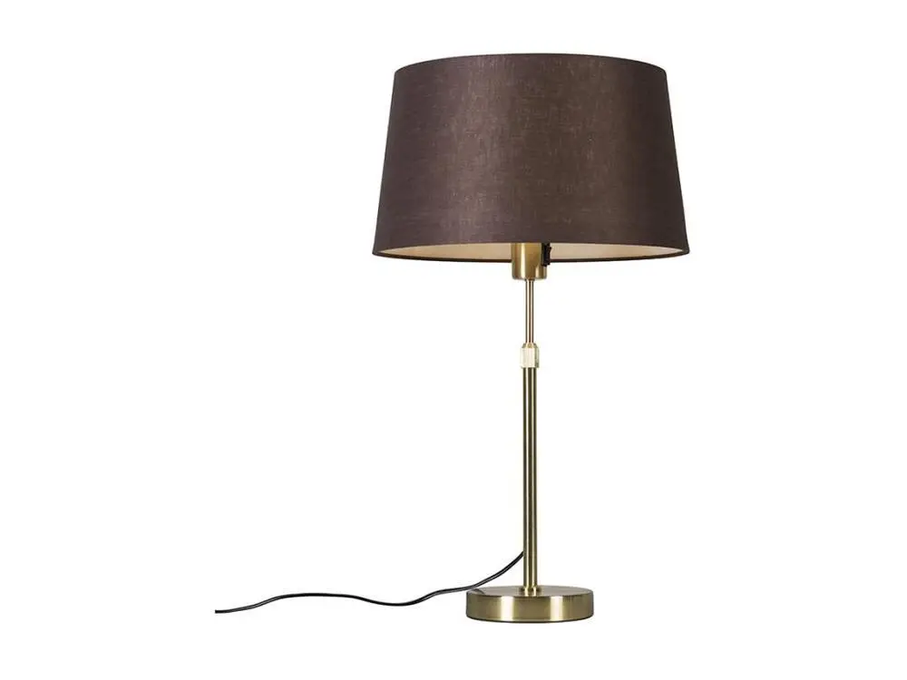 Lampe à poser Lampe de table or / laiton avec abat-jour marron 35 cm réglable - Parte